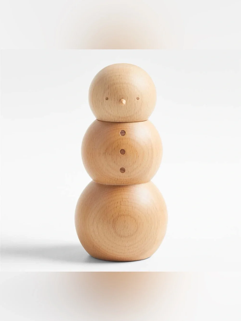 Crate & Barrel Wood Snowman Salt & Pepper Mill Grinder Set